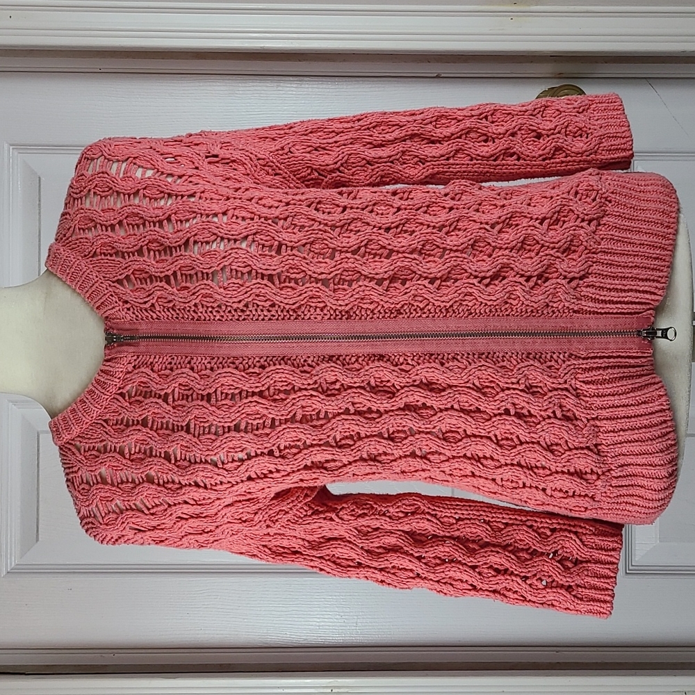 Chico's Open Knit Full Double Zip Sweater